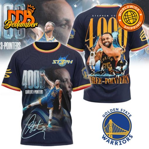 Stephen Curry Golden State Warriors 4000 Career Three-Pointers Shirt