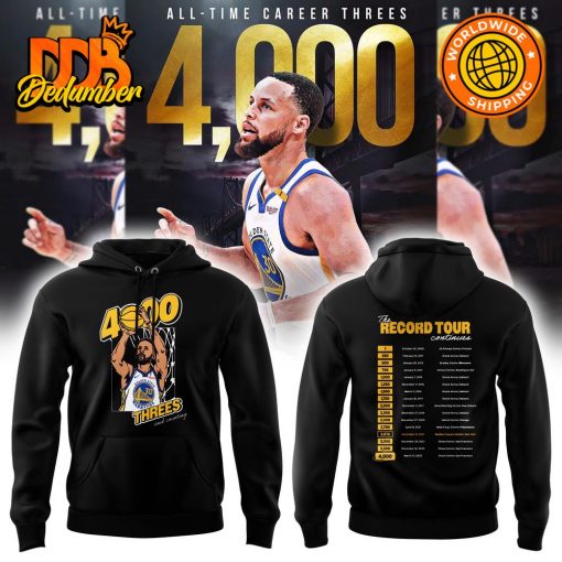 Stephen Curry Golden State Warriors 4000 Threes and Counting Hoodie Set